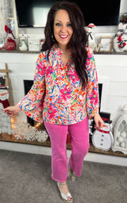 Multicolor Floral Wide Sleeve Top