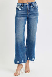 Risen Tummy Control Cropped Wide Leg Jeans