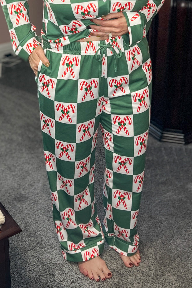 {PREORDER} Candy Cane Green Checked PJs