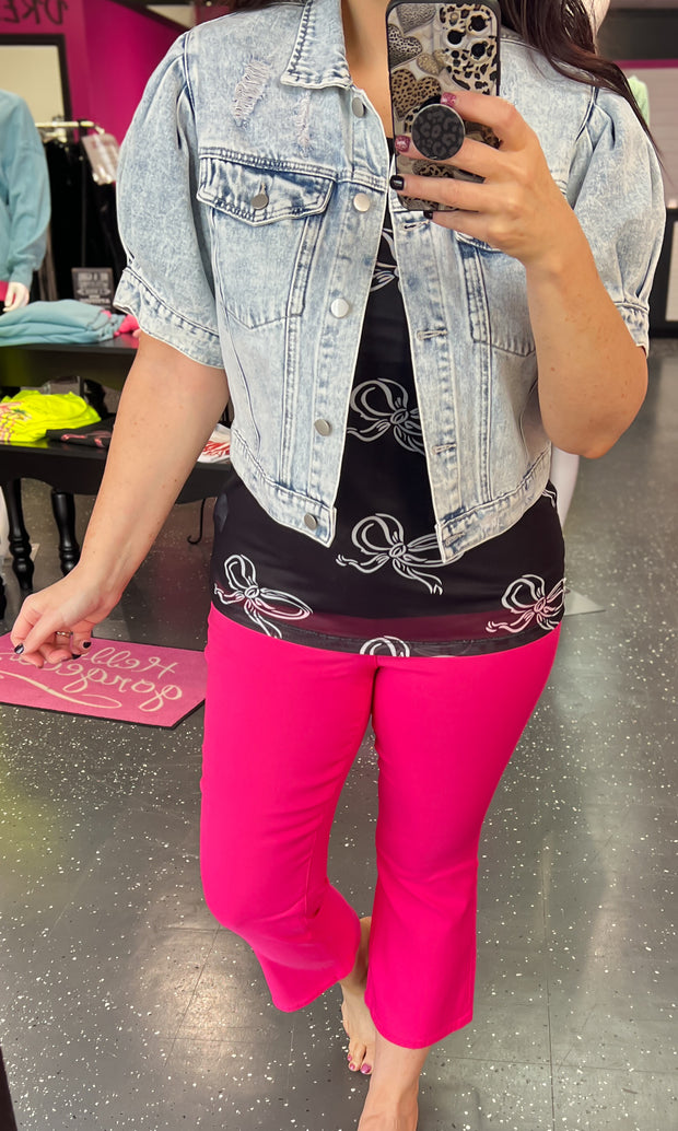 French Pink YMI Hyperstretch Cropped Kick Flare Pants