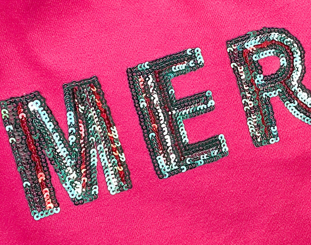 {PREORDER} Sequin Merry Christmas Tree Pink Pullover