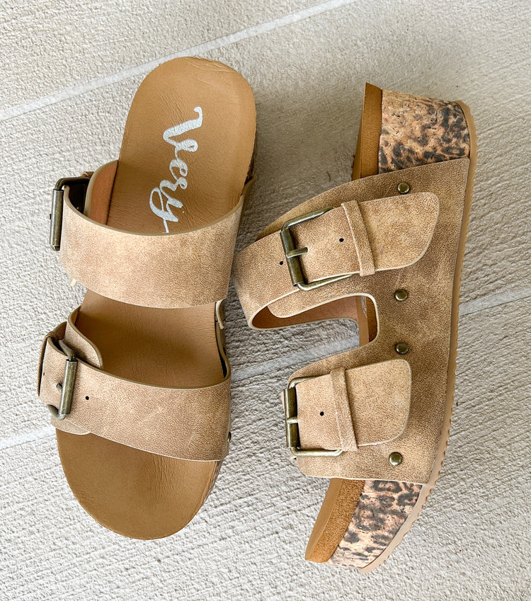 Leopard fashion cork sandals