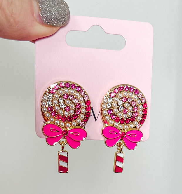 Rhinestone Lollipop Earrings