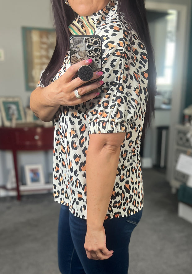 Leopard Stripe Contrast Top