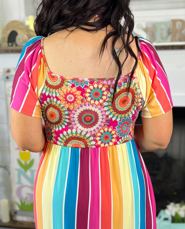 Medallion Multi Color Maxi Dress