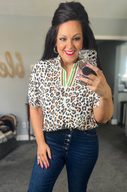 Leopard Stripe Contrast Top