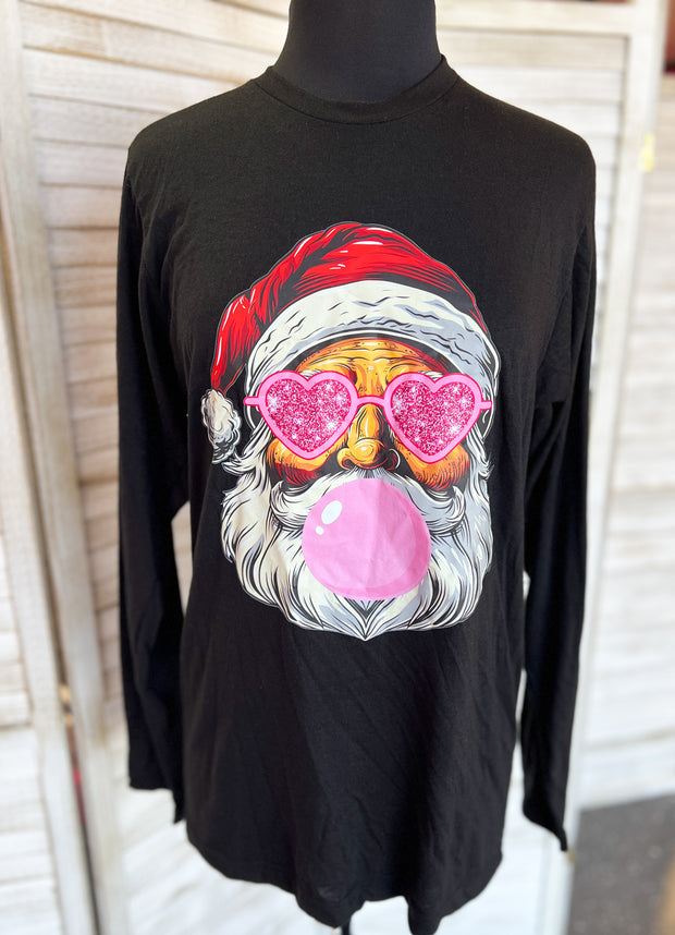 Bubble Blowing Santa L/S Tee (S-2X)