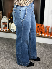 Judy Blue Double Button Wide Leg Trouser Jeans