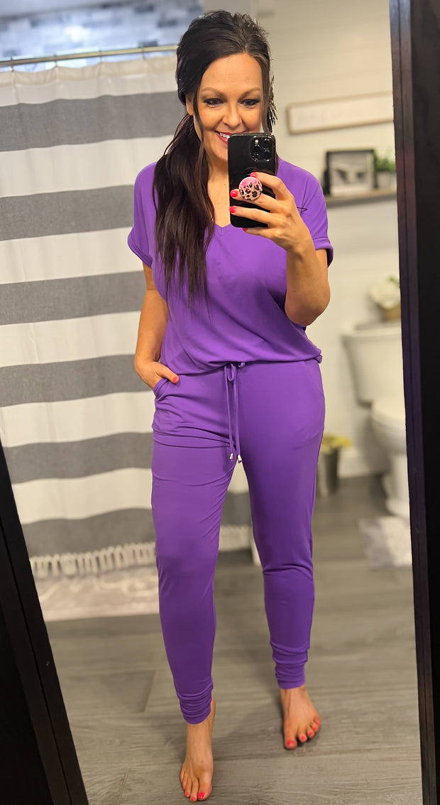 Shirley & Stone Brushed Fabric Jogger Set~Purple (S-2X)