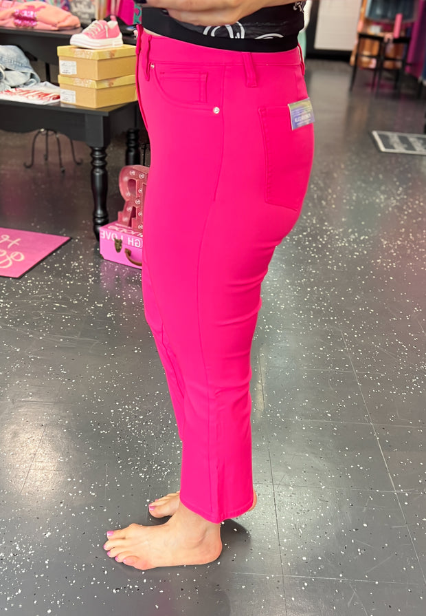 French Pink YMI Hyperstretch Cropped Kick Flare Pants