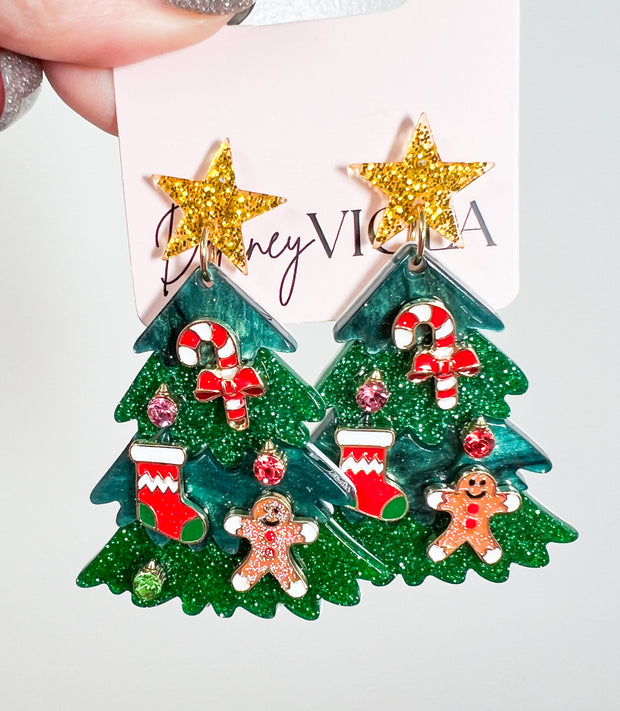 Star Stud Christmas Tree Earrings