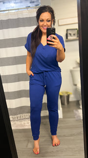 Shirley & Stone Brushed Fabric Jogger Set~Royal Blue(S-2X)