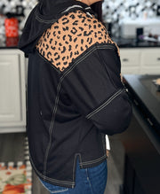 {PREORDER} Leopard Contrast Half Zip Hoodie