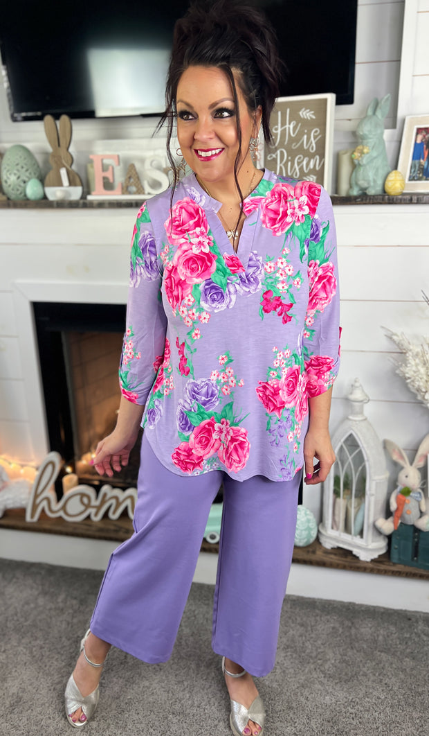 Lavender & Pink Floral Lizzy Top