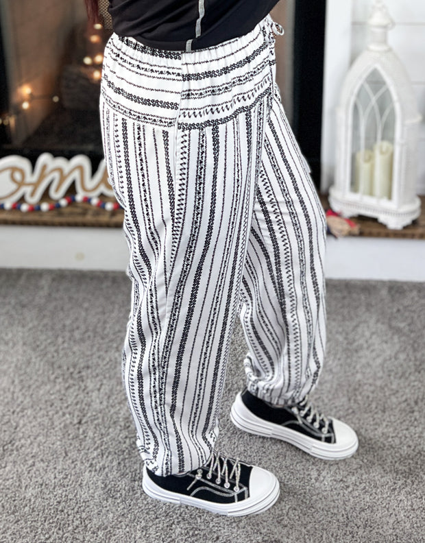 Black Stripe Design Jogger Pants