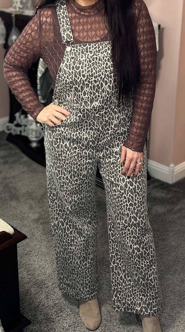 {PREORDER} Leopard Denim Overalls