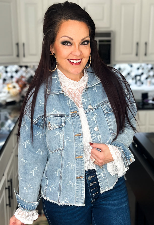{PREORDER} Bow Design Denim Jacket
