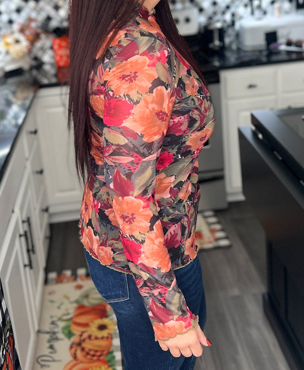 {PREORDER} Fall Floral Mesh Top