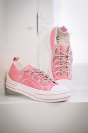 Very G Aman Pink Sparkle Sneakers w/Rhinestone Laces