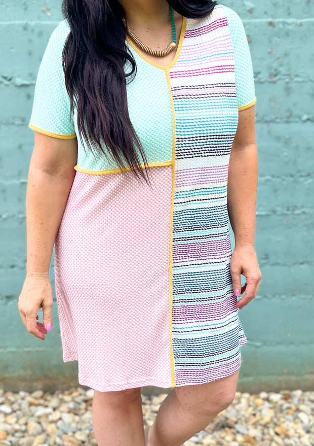 Multi Patchwork Colorblock Dress
