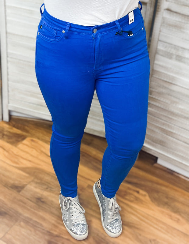 Judy Blue Cobalt Blue Tummy Control Skinny Jeans (8428483215653)