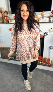 Pink/Brown Leopard OVERSIZED Pullover Dress