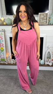 Pink Overall Romper w/Pockets