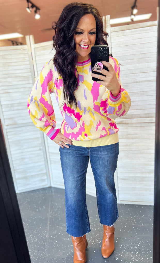 Colorful Abstract Print Sweater