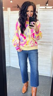 Colorful Abstract Print Sweater