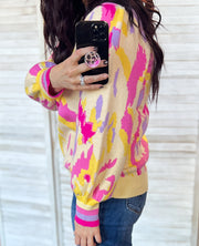 Colorful Abstract Print Sweater