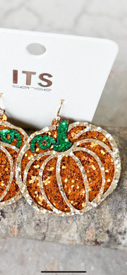 Pumpkin Glitter Earrings (8514906325285)