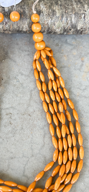 Mustard Bead Layered Necklace Set