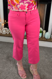 YMI Pink Coral Hyperstretch Cropped Wide Leg Pants