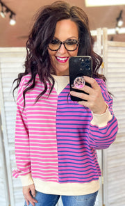 Pink Multi Stripe Oversized Pullover