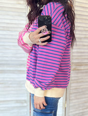 Pink Multi Stripe Oversized Pullover