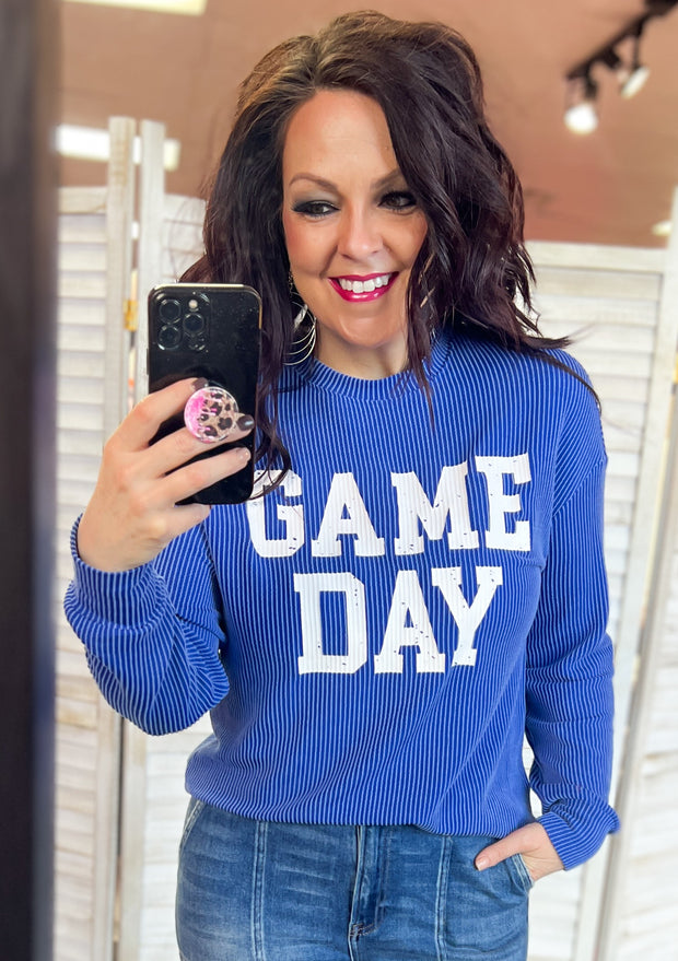 Royal Blue Corded Game Day Top