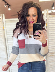 Cozy Colorblock Sweater w/Pocket