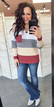 Cozy Colorblock Sweater w/Pocket