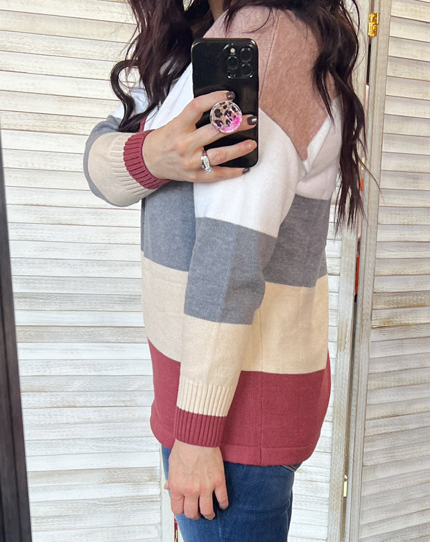 Cozy Colorblock Sweater w/Pocket