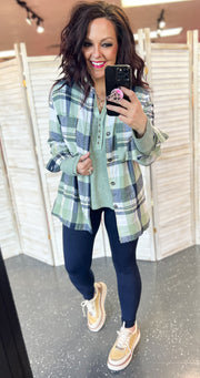 Green/Navy Plaid Flannel Button Up