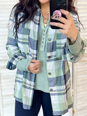 Green/Navy Plaid Flannel Button Up