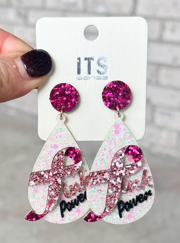 Pink Power Glitter Earrings