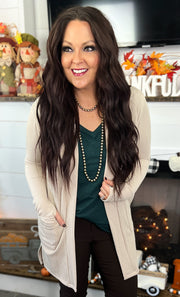 Taupe Reese Corded Cardigan