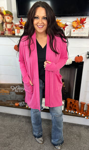 Hot Pink Reese Corded Cardigan