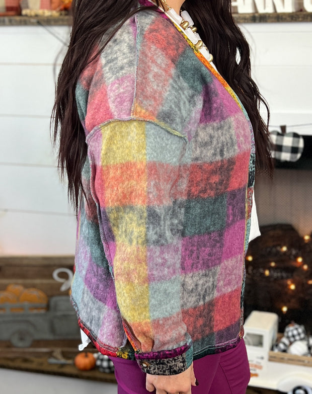Multicolor Inverted Checked Shacket