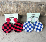 Checkerboard Seed Bead Earrings (8637085614373)