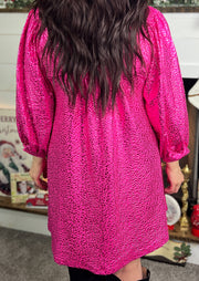 Metallic Hot Pink Leopard Dress