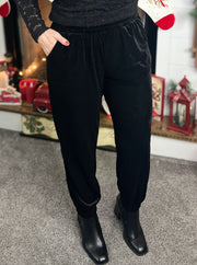 Black Velvet Jogger Pants