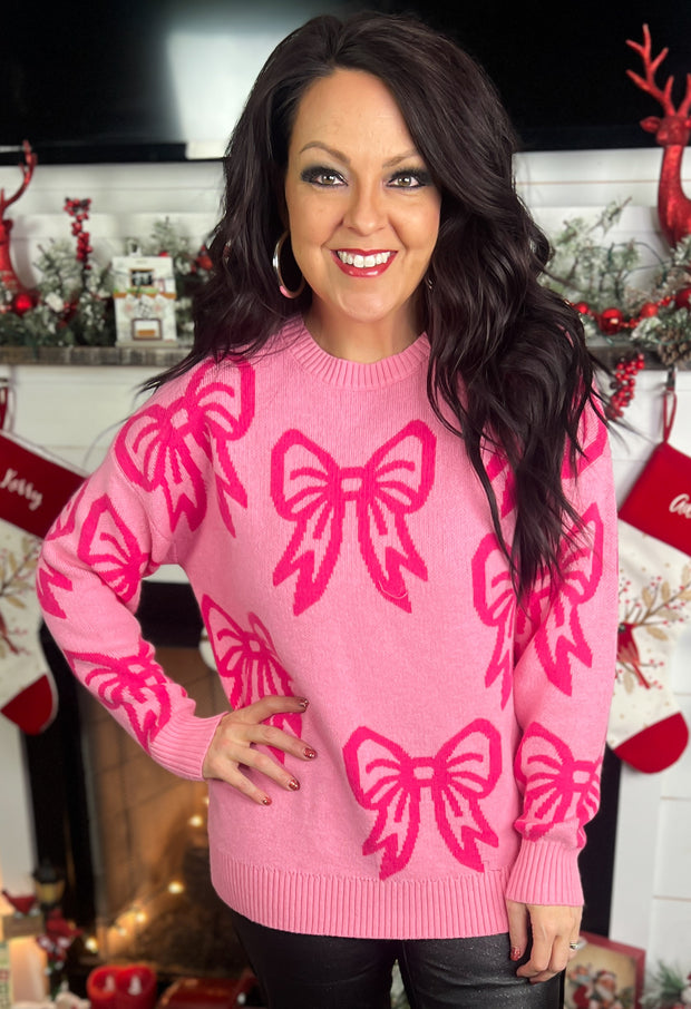 Pink Bow Oversized Sweater