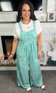 Mint Floral Overall Jumpsuit